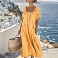thumbnail image 5 of Bosfbaoi Dresses for Women Casual Flowy A-Line Dress Square Neck Short Sleeve Maxi Womens Dresses with Pockets Summer Dresses for Women 2026, 5 of 8