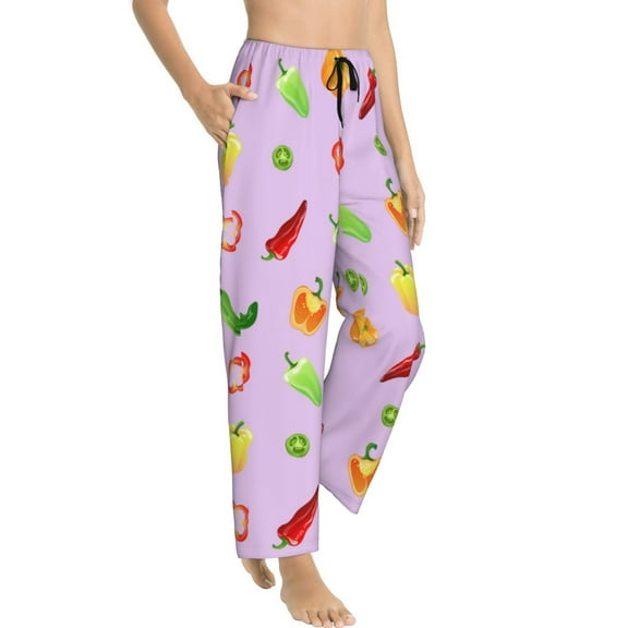 Pajama Pants Women - vegetable Bell Pepper Pattern Soft Breathable Sleep & Lounge Pants for Women, Comfy Casual Pj Pants Bottoms with Pockets