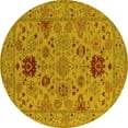 thumbnail image 1 of Ahgly Company Machine Washable Indoor Round Oriental Yellow Industrial Area Rugs, 8' Round, 1 of 4