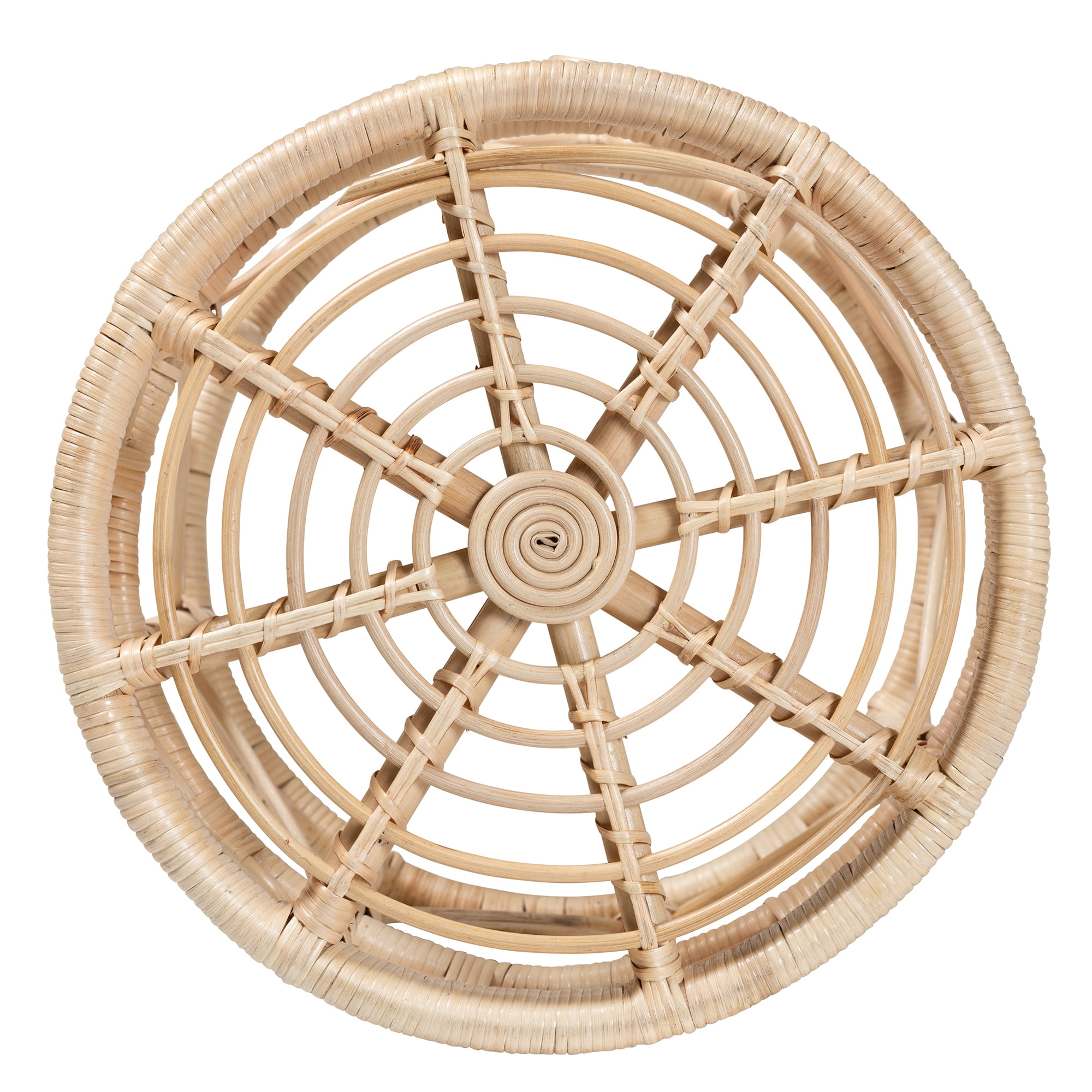 bali & pari Bowie Rattan BOHO End Table, Natural Brown