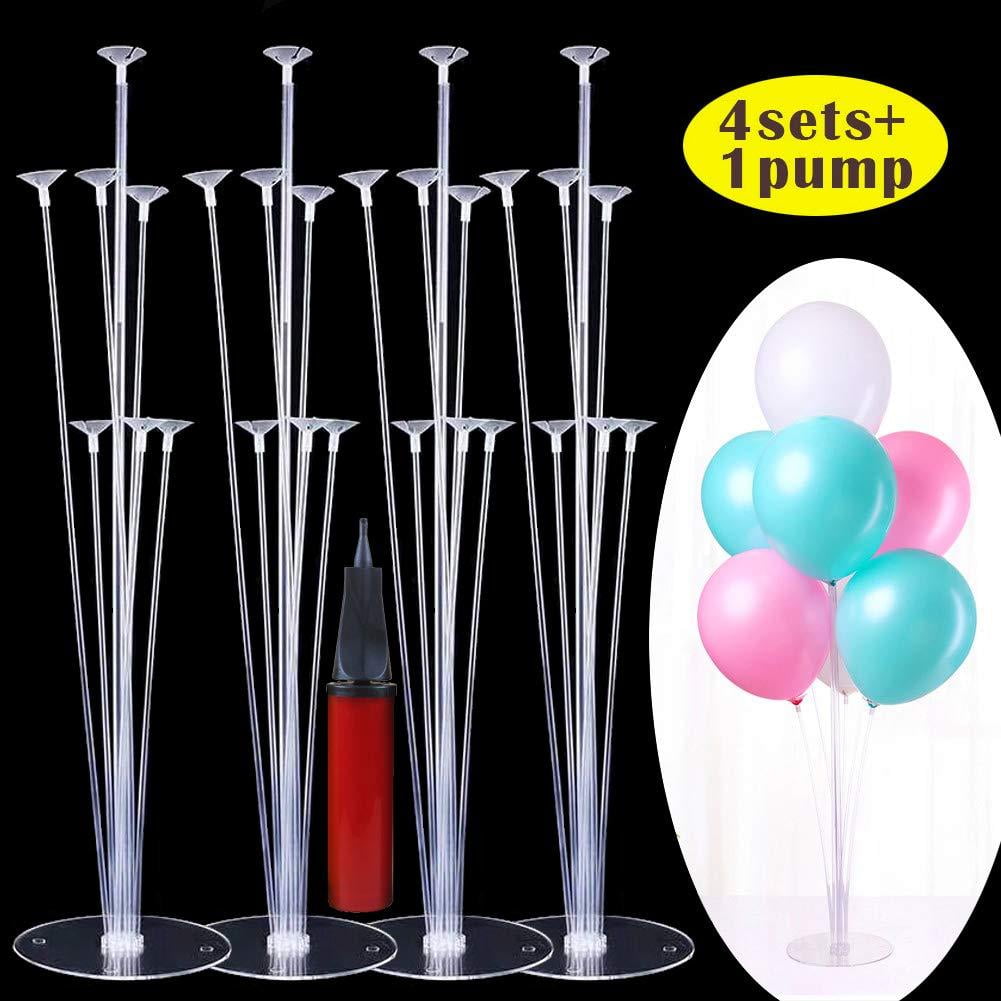 Balloon Stand Kit, Clear Balloon Column Stand Kits with 7 Sticks 7 Cups 1 Base Table Desktop