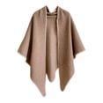 thumbnail image 2 of Ladies' Thick Knit Cape Style Versatile Shawl - A cozy and fashionable thick-knit cape shawl that provides wonderful warmth and a stylish silhouette for casual outings or relaxing at home Camel, 2 of 3
