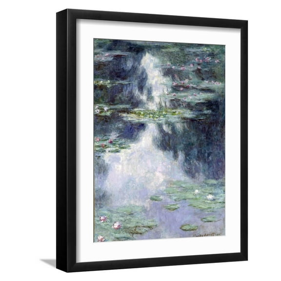 Art.com Pond with Water Lilies Giclee Print by Claude Monet, Black Frame Wall Art, 17" x 21"