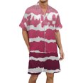 thumbnail image 1 of Men's Gradient Printed Satin Short Sleeve Button Up Pajama Loungewear Set for Comfortable Sleep and Relaxation at Home, 1 of 4