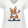 thumbnail image 4 of Inktastic Flower Corgi Women's Plus Size V-Neck T-Shirt, 4 of 5