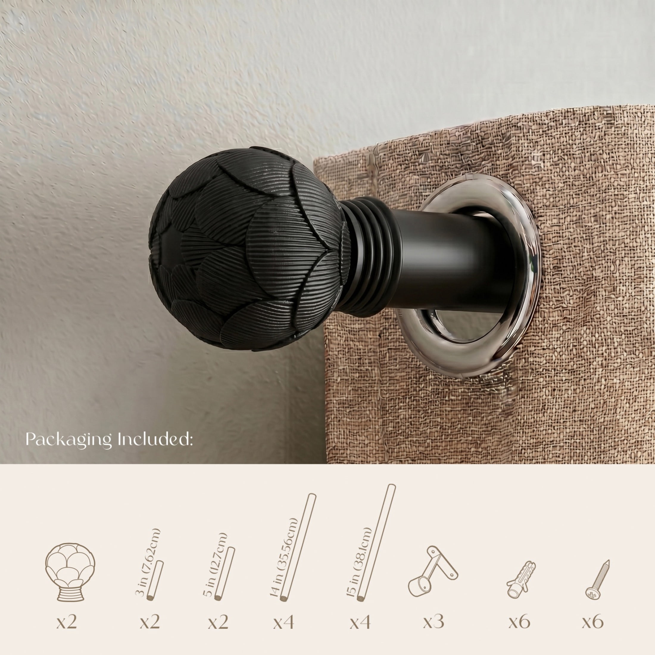 Dwell Studio, Cutomizable Curtain Rods, 3/4" Iron Material, 20 inch-120 inch Kit, Matte Black
