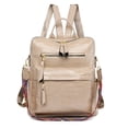 thumbnail image 1 of Mochilas escolares con textura de cocodrilo para mujer, morral impermeable de Material brillante, bolso de hombro con correa ancha, marrón Fivean unisex, 1 of 2