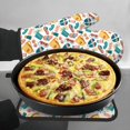 thumbnail image 7 of Xecao Travel Elements Pattern Oven Mitts and Pot Holders Sets Heat Resistant Silicone Oven Mittens Extra Thicken Long Kitchen Cotton Oven Glove for Cooking, 7 of 7