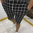 thumbnail image 2 of IROINNID Bermuda Shorts for Men Plaid Five-point Pants Suit Shorts Have Pockets Button Pants,Black, 2 of 6
