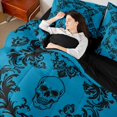 thumbnail image 4 of Homewish Vintage Damask 7-Piece Bedding Comforter Set,Victorian Flower King Bedding Sets,Cyan Black Bed Sheets For Men Women,Super Cozy Room Decor Reversible, 4 of 8