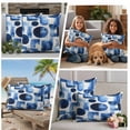 thumbnail image 5 of Blue Geometric Outdoor Waterproof Pillow Covers, Modern Abstract Vintage Art Aesthetic Decorative Square Throw Pillowcase Sofa Cushion Sham for Patio/Couch/Chair, 26"x26" 2 Pack, 5 of 8