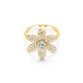 thumbnail image 6 of 1.64 Ct Round Sky Blue Topaz Keren Hanan ART 18K Yellow Gold Plated Silver Women Flower Ring, 6 of 6