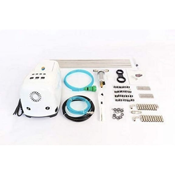 Cool-off 60’ High-Pressure Mist Cooling System Kit–(0.4 GPM,30 Nozzles) (Black-1/4 Nylon Tubing