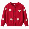 thumbnail image 2 of Gibobby Sweater Girls Long Sleeve Knitted Cardigan Sweaters with Bowknot Button Closure 12 Months 2t 3t 4t Kids Sweater Jacket Outwear(3-4 Years,Red), 2 of 5