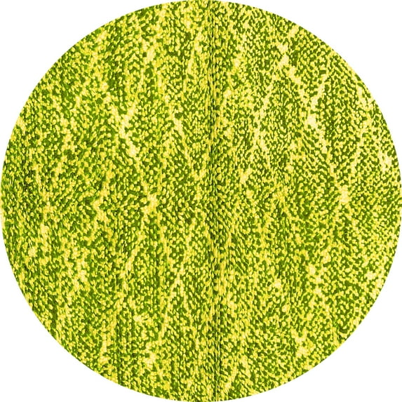 Ahgly Company Machine Washable Indoor Round Abstract Yellow Modern Area Rugs, 6' Round