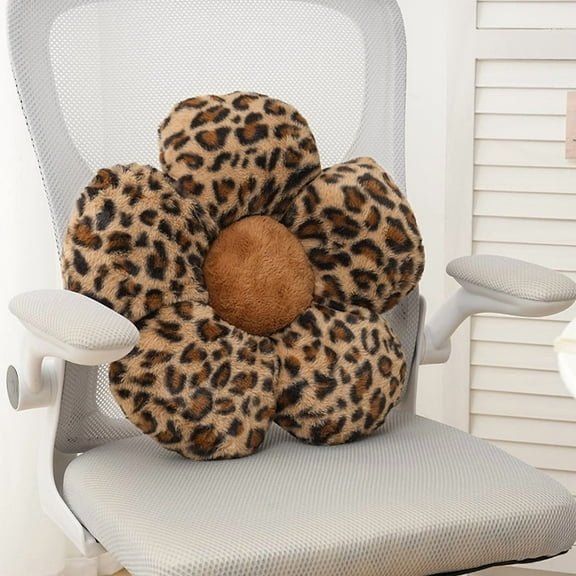 1Pcs Leopard Print Flower Throw Pillow，Home Decor Stuffed Flower Lumbar Pillow for Bed Couch Living Room Decor (Brown, 18in Flower)