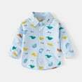 thumbnail image 3 of LNMQLPDBS Boys Button Down Shirt Long Sleeve Dinosaur Pattern Printed Shirts with Chest Pocket Lapel Blouse for Toddler Baby Boy Gifts Kids Cute Tops for Party School Family Photo ﻿ Blue 5-6 Years, 3 of 7
