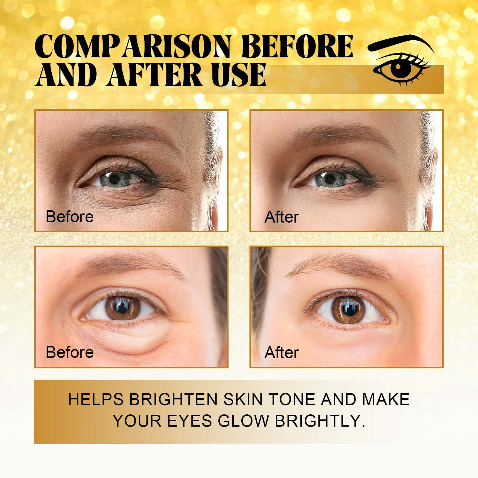 Alvantor 24K Gold Anti-Wrinkle Eye Patches - Hydrating Under Eye Mask for Dark Circles & Puffiness, 30 Pairs