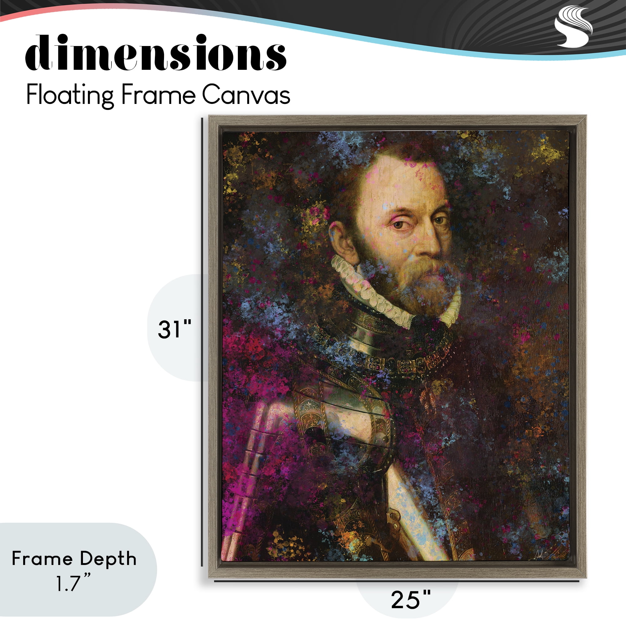 Stupell Industries Dappled Royalty Portrait Brown Framed Floater Canvas Wall Art, design by Sarah Adams