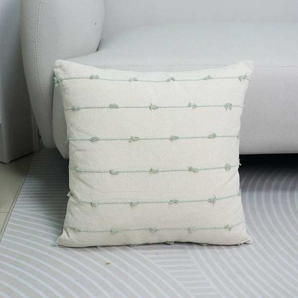 Funda de Cojín Decorativa a Rayas de Poliéster | Funda de Cojín Cuadrada Suave de 45X45 Cm para Sofá y Sala de Estar | Cojín Decorativo Primaveral para El Hogar