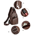 thumbnail image 4 of Stylago Leather Crossbody Sling Backpack for Women Men Vintage Leather Chest Bag Hiking Daypack Work Shopping Shoulder Purse Brown, 4 of 4
