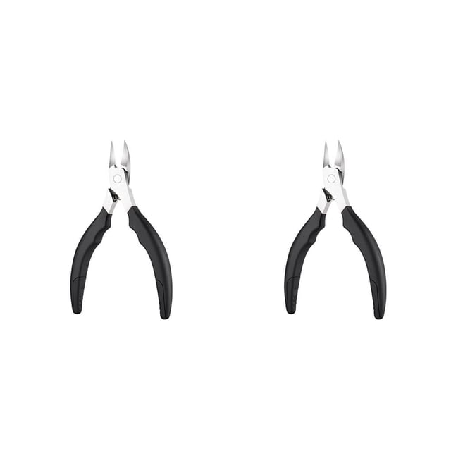 Jumpingount Alicates para uñas de los pies, removedor de piel muerta para manicura con resorte, pinza para decoración de uñas, cortadora de Negro 2Conjunto