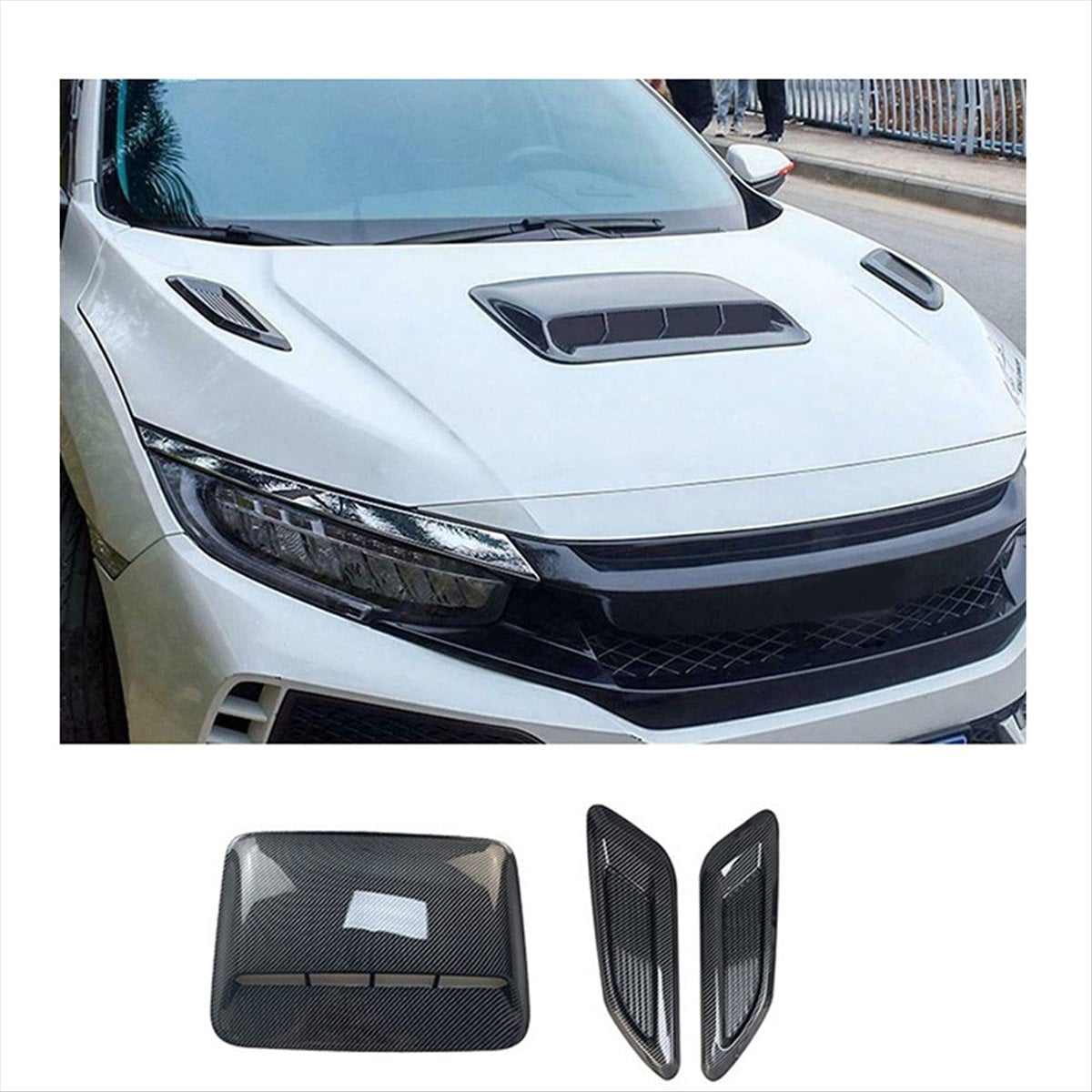 Car Air Flow Intake Hood Scoop Vent Bonnet Decor Cover Center Side Air Outlet Hood Auto Exterior Accessories Universal A