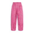 thumbnail image 6 of TEAJOPSUU Womens Cotton Blend Gingham Pants Casual High Waisted Elastic Wide Leg Palazzo Pants with Pockets Daily Travel Loungewear A-Hot Pink, 6 of 6