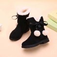 thumbnail image 4 of Tao Tao Snow Boots For Girls Chunky Short Boots Solid Color Ankle Boots With Balls For Toddler Girls Winter Warm Walking Shoes Black 35, 4 of 5