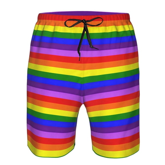 Men's Beach Shorts Gay-Pride Flag Board Shorts Summer Swim Trunks with Mesh Liner XX-Large