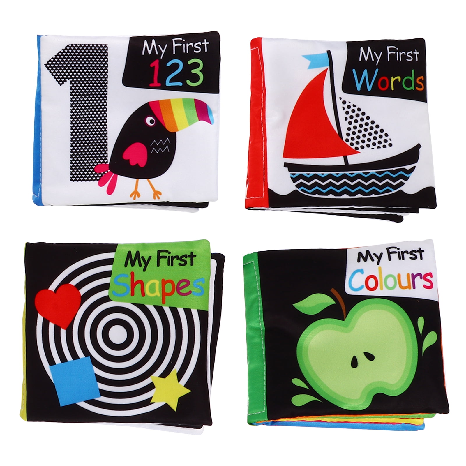 1 Set 4Pcs Baby Educational Cloth Books English Baby First Books (Assorted Color)