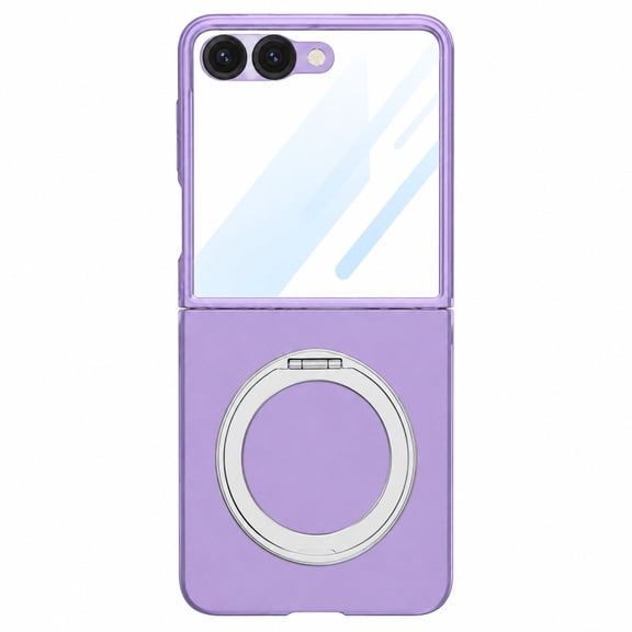 TECH CIRCLE Hard Ring Cover for Samsung Galaxy Z Flip8, Built-in Tempered Glass Screen Protector, Multi-Angle Kickstand, Lavender