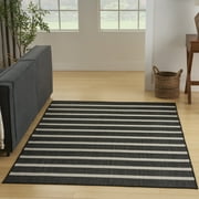 Nourison Positano Indoor/Outdoor Black Ivory 5' x 7' Area Rug (5x7)