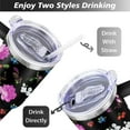 thumbnail image 5 of 40oz Pioneer Tumbler with Handle Lid and Straw,Colorful Floral Tumblers Gifts for Women Girls Men Adults（Black）, 5 of 7