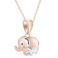 thumbnail image 2 of AFFY Two Tone Cute Mom Elephant Pendant Necklace In 14K Rose Gold Over 925 Sterling Silver With 18" Rope Chain, 2 of 5
