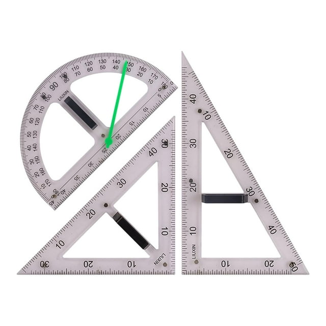 veasfak Large Geometry Math Ruler Set Drawing Tool for Blackboard White Board Office 3PCS