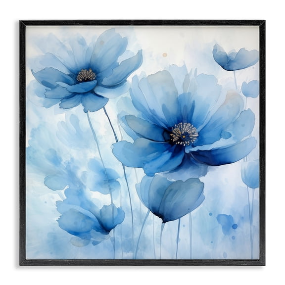Stupell Industries Eclectic Mystical Blue Poppies Black Framed Giclee Art, 12 x 12, by Irena Orlov