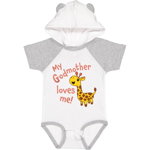 Inktastic My Godmother Loves Me- Cute Giraffe Boys or Girls Baby Bodysuit