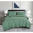 thumbnail image 2 of Chezmoi Collection Debroah Green Clip Jacquard Geometric Comforter Set, King, 3-Piece Striped Pattern Waffle Textured Lightweight Bedding, 2 of 9