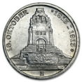 thumbnail image 1 of 1913 Germany Silver 3 Mark Saxony Battle of Nations Avg Circ, 1 of 2