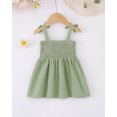 thumbnail image 3 of 18 Months Baby Girls Dress 24 Months Girls Sleeveless Dress Flower Solid Color Toddler Girls Off-the-shoulder Summer Suspender Dress Green, 3 of 7