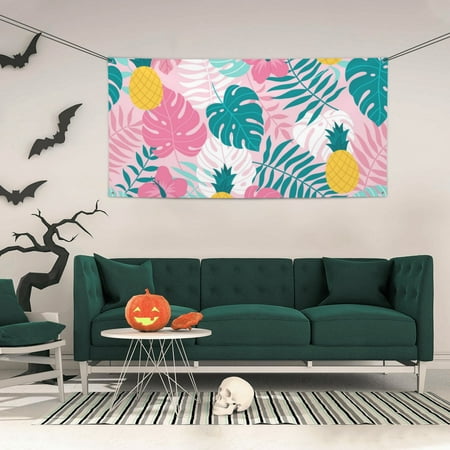 ZICANCN Banner Yard Signs, Hibiscus Flower Pineapple Party Wall Decor for Indoor Outdoor Room, Small Size
