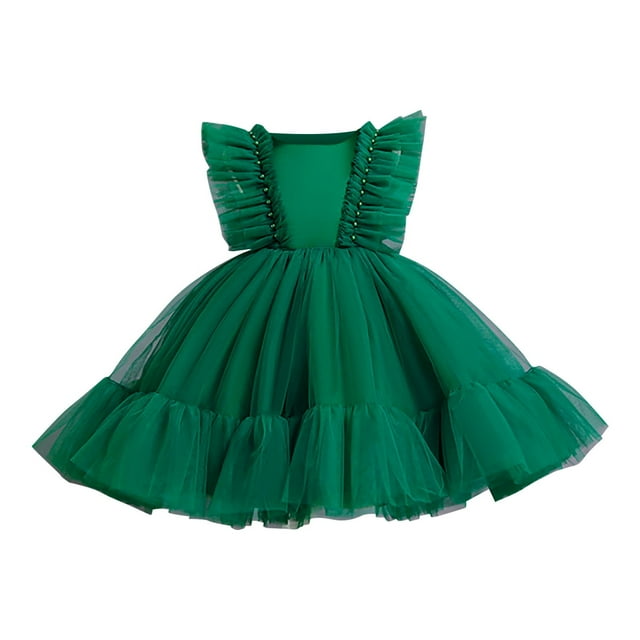 Robes Filles Fleurs Volants Perles Mariage Concours Anniversaire Soirée Tutu Robe Filles Noir 8-9 Ans