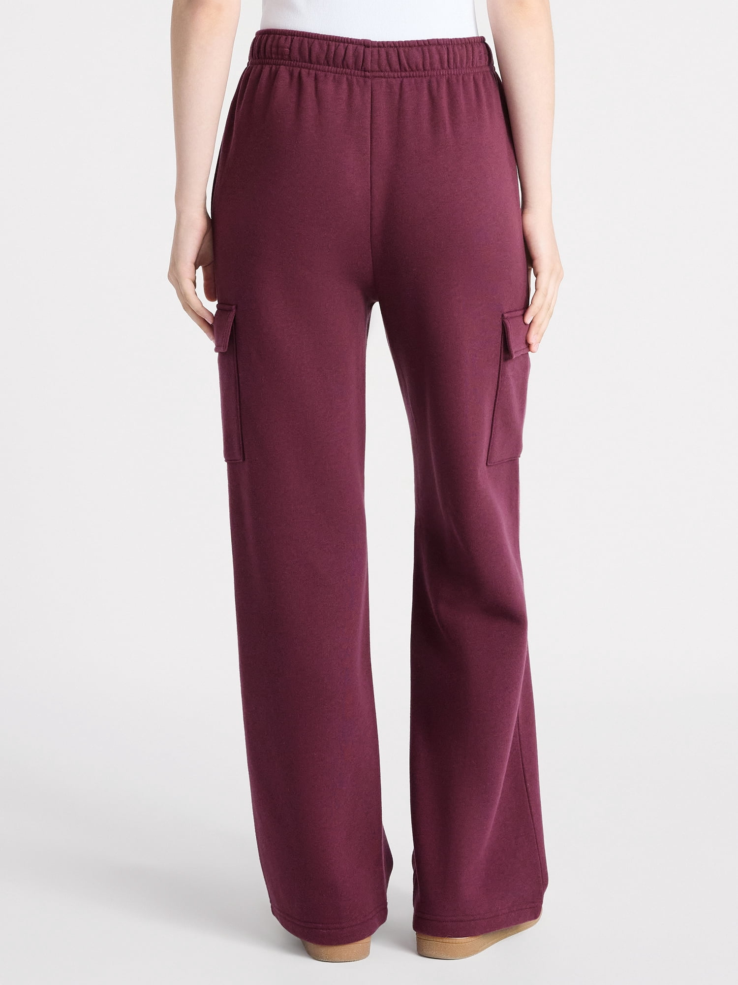 No Boundaries Fleece Cargo Wide-Leg Pants, 30'' Inseam, Women's XXS-XXL