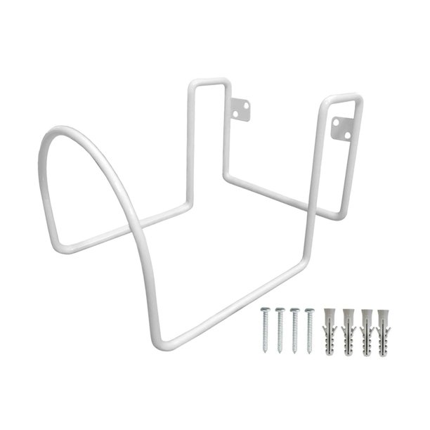 Soporte para manguera de agua, gancho de garaje de metal para colgar en la pared, soporte, soporte, organizador de cable para manguera, para exterior, blanco