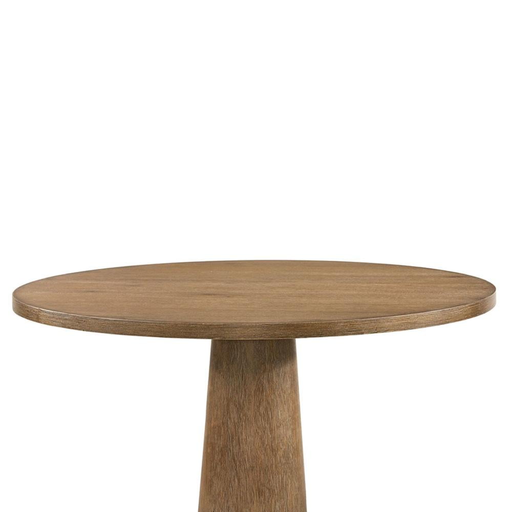 Acme Yotam Round Wooden Single Pedestal Dining Table in Salvaged Oak
