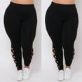 thumbnail image 3 of Musuos Women Large-Size Leggings, Solid Side Cutouts High Waist Slim Pants, 3 of 3
