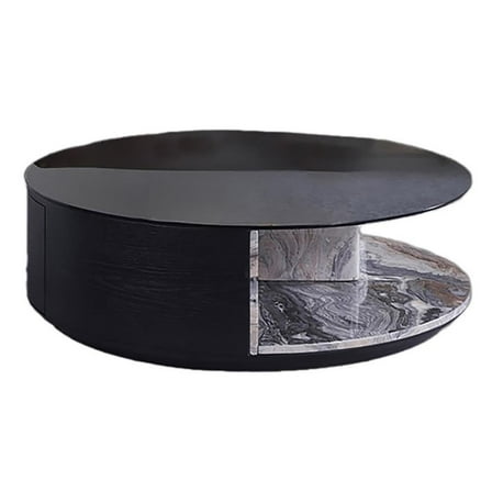 Pemberly Row Modern Faux Marble & Wood Coffee Table in Black/White