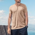 thumbnail image 2 of Men's Casual Short Sleeve Button Up Tee Solid Color Comfortable Top For Daily Wear Outdoor Spring Summer Activities Lightweight Breathable Mens Summer Lightweight Pullover Tee Shirts, 2 of 3