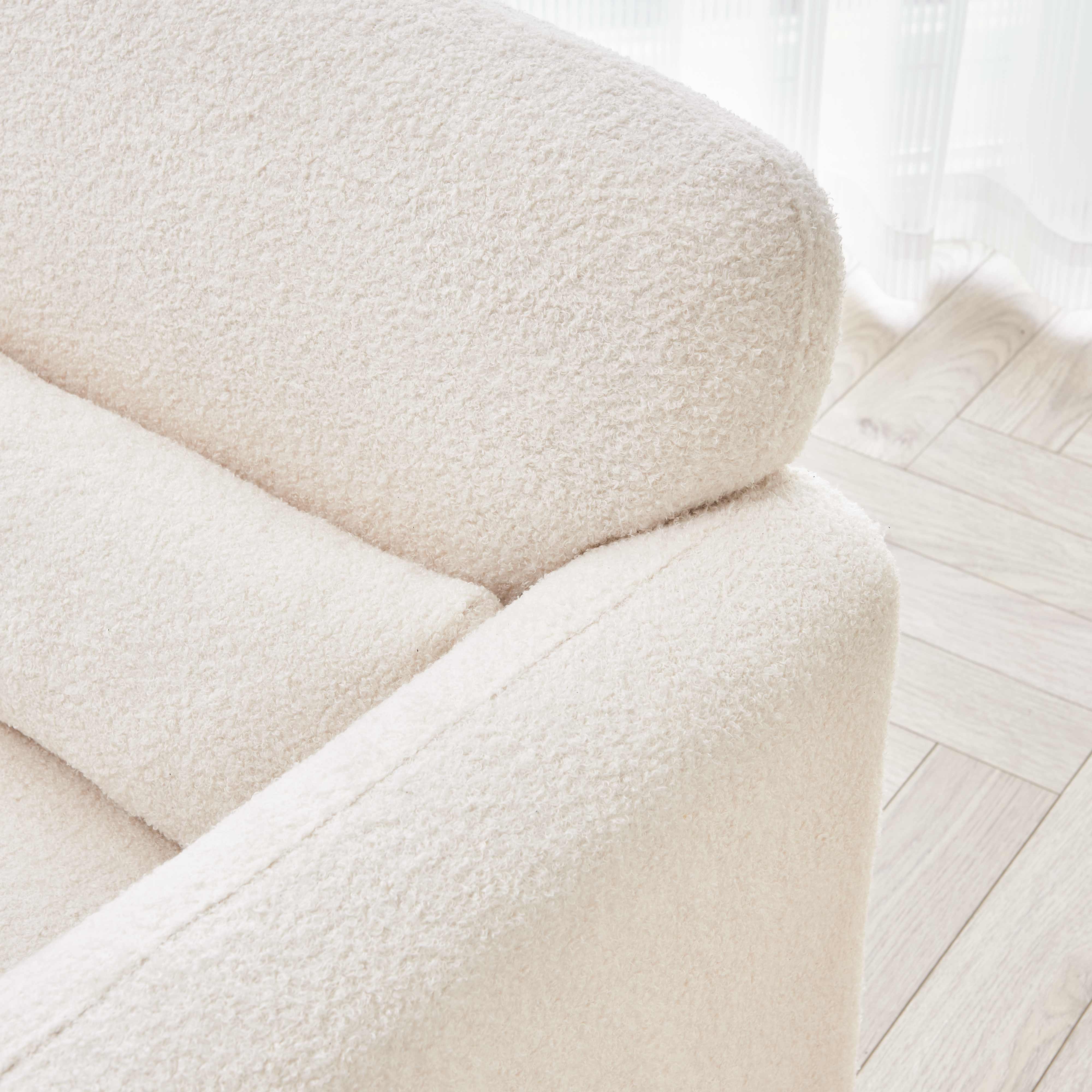 MAYEERTY Modern Lamb Fabric Armchair Solid Wood Frame Toss Pillow Included